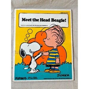 Vintage Playskool Schulz Peanuts Snoopy The Head Beagle Tray Puzzle